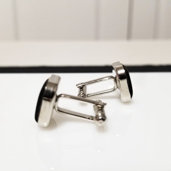 Black & Gold Thread Cufflinks by Vitaly - Picture 4 of 5